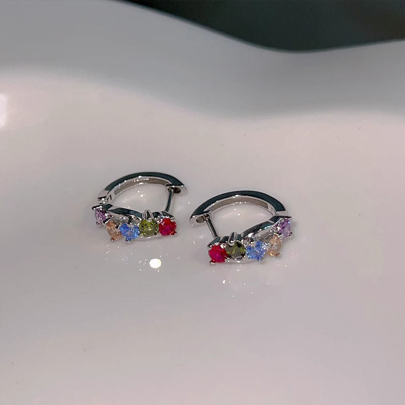 Private Collection Sweet Cool Colorful Zircon Female Niche Design Light Ear Buckle