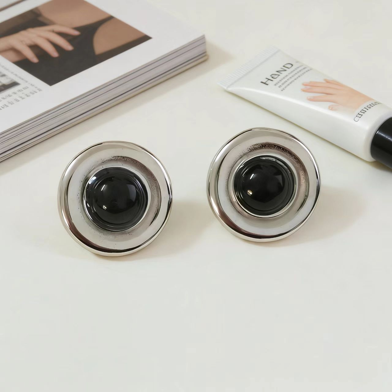 Titanium Steel Tigereye Ear Light Luxury High-grade Earrings