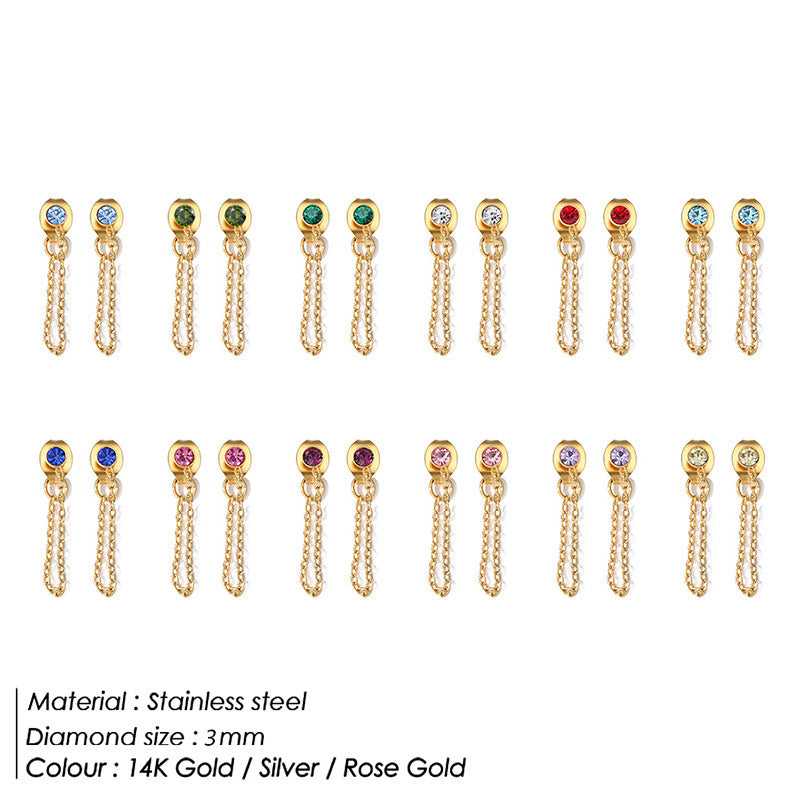 December Not Stainless Steel Tassel Light Luxury Color Earrings