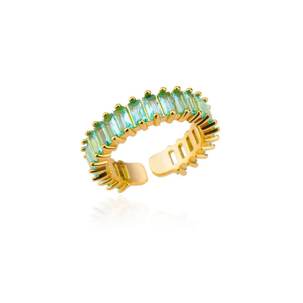 Women's Geometric Color Zircon Gold Personalized Simple Ring