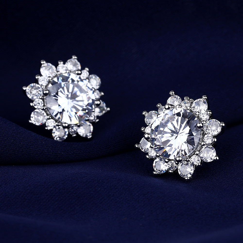 Women's Sunflower 2 Karat Moissanite Fashion Temperament Earrings