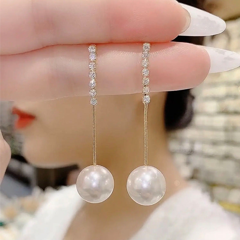 Women's Sense Pearl Tassel Simple Classy And Earrings