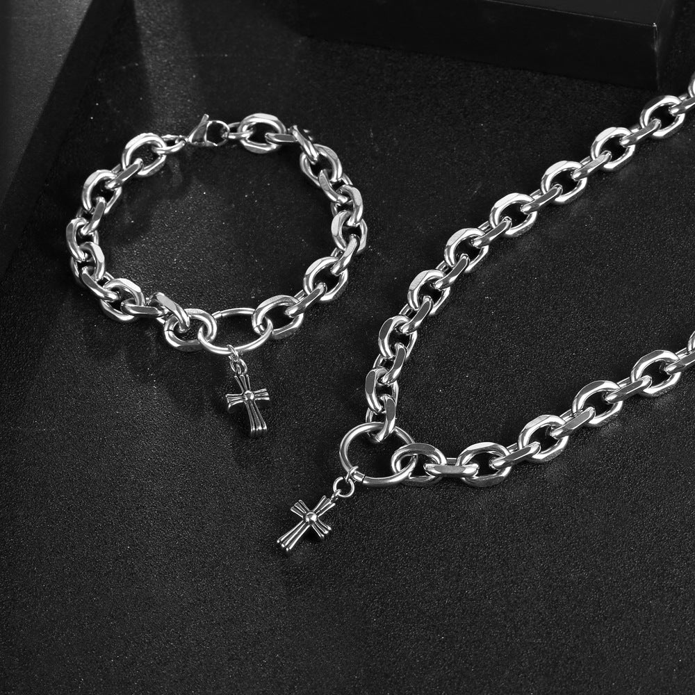 Men's Steel Suit Stainless Cross Shelf Motorcycle Bracelets