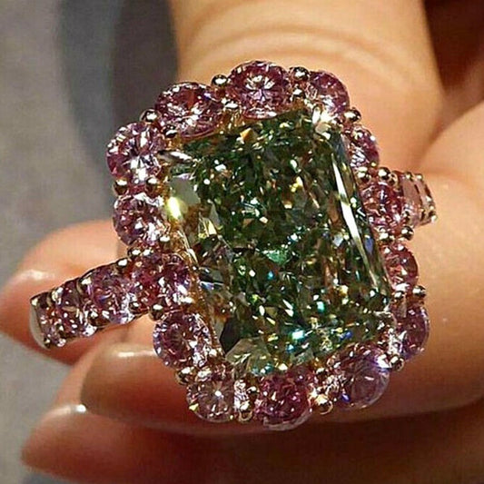 Bagues de banquet de luxe populaires en diamant vert zircon