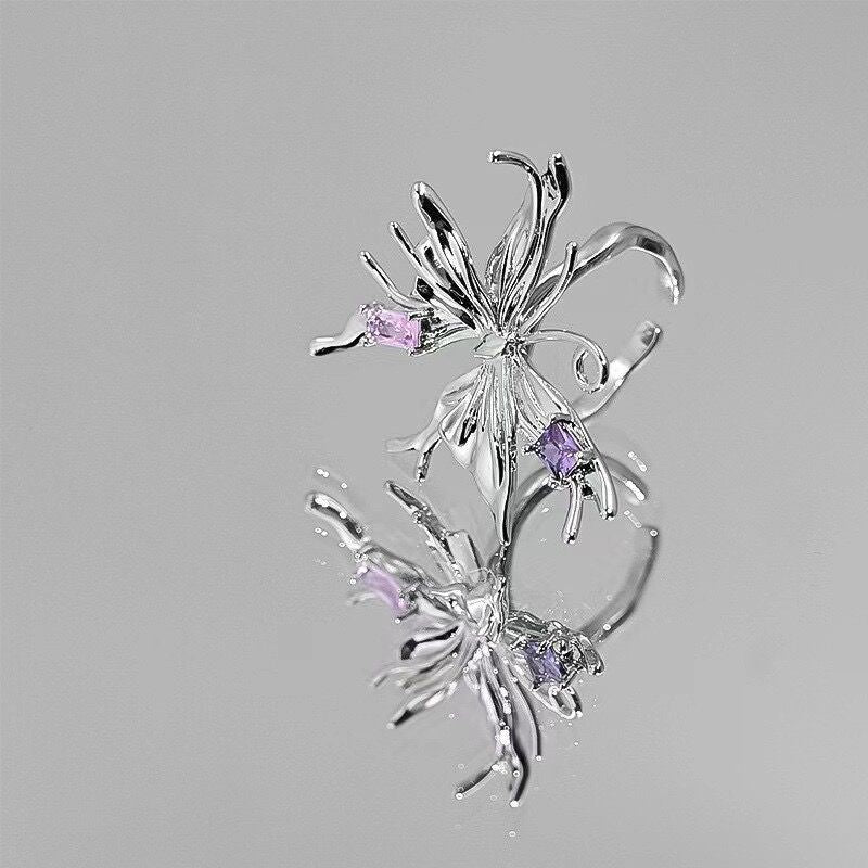 Bagues chaudes féminines papillon liquide diamant rose