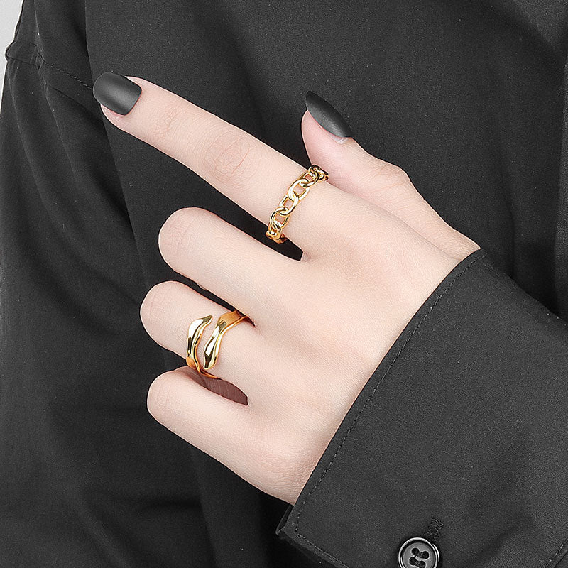 Minimalist Irregular Female Design Sense Wave Shaped Rings