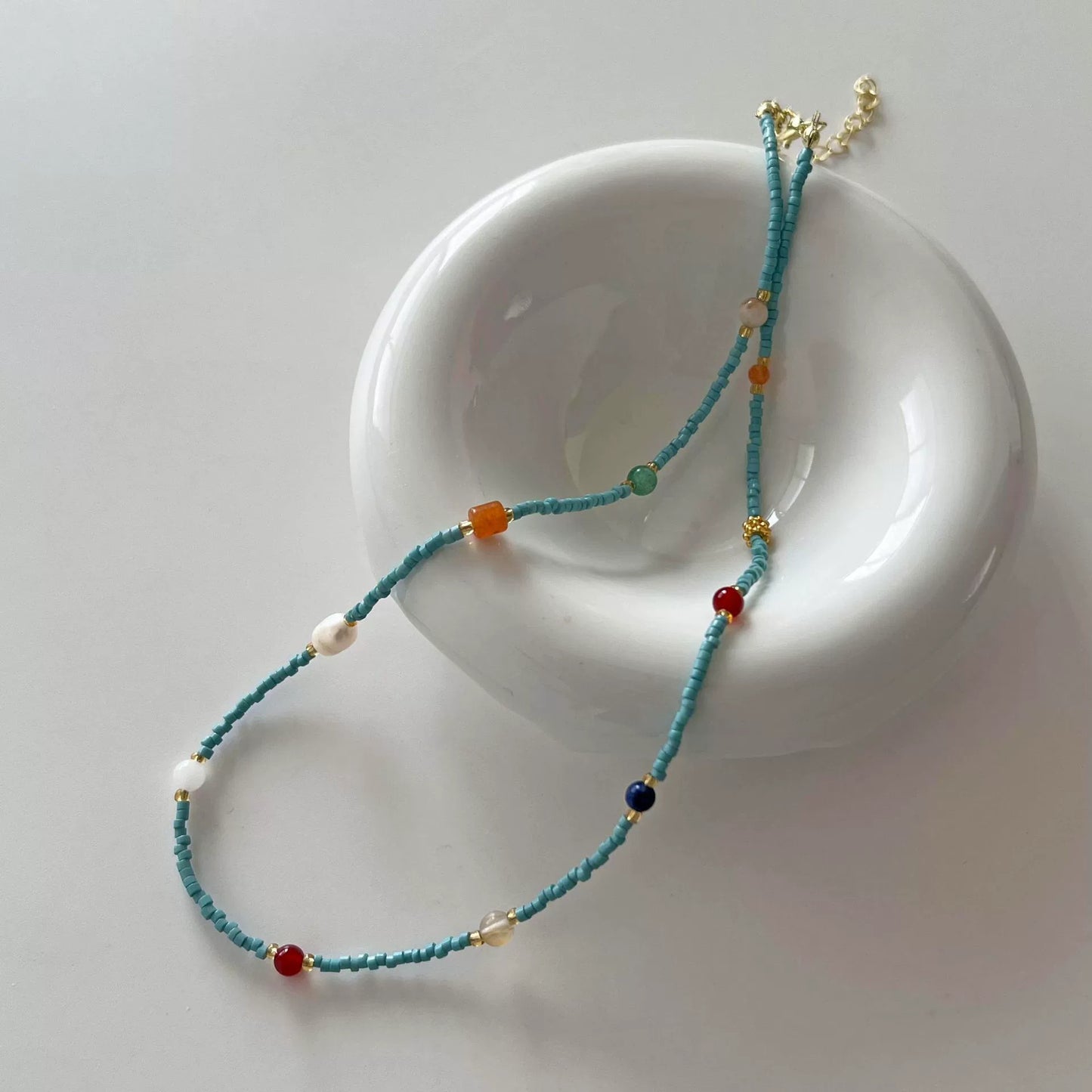 Dopamine Colorful Daisy Flower Pearl Female Summer Necklace