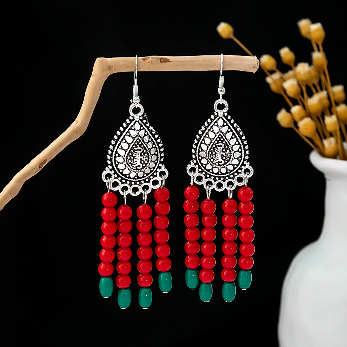 Tassel Turquoise Retro Minority Ethnic Style Earrings