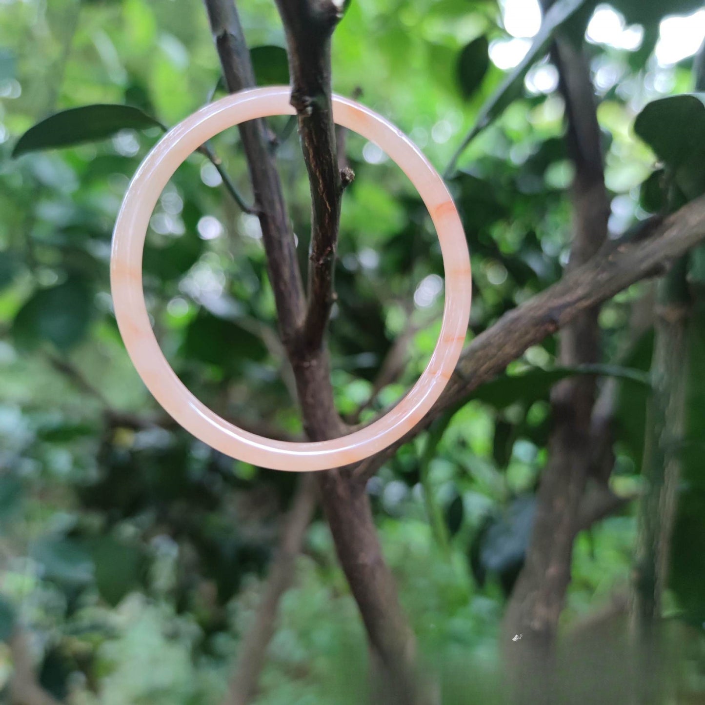 Transparent Glass Imitation Jade Jingle Round Bar Ancient Style Versatile Bracelet