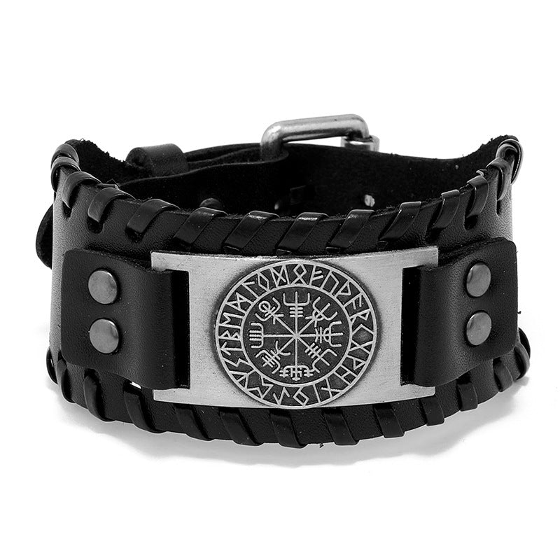 Men's Nordic Viking Pirate Cattle Leather Vintage Bracelets