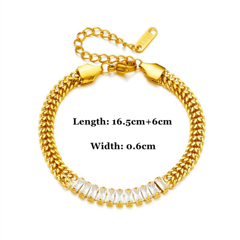 Popular Inlaid Zirconium Clavicle Chain Double Necklaces