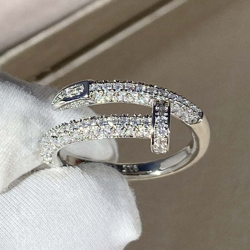 Creative Luxury Full Diamond Geometric Temperament Rings