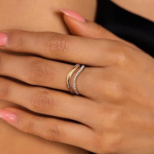 Women's Gold Coating Stacked Diamond Simple Affordable Rings