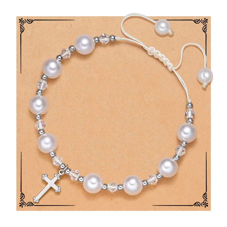 Imitation Pearl Love Woven Little Easter Bracelet