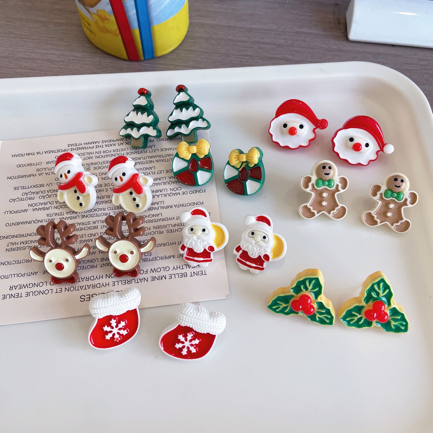 Christmas Cartoon Santa Claus Elk Gingerbread Man Earrings