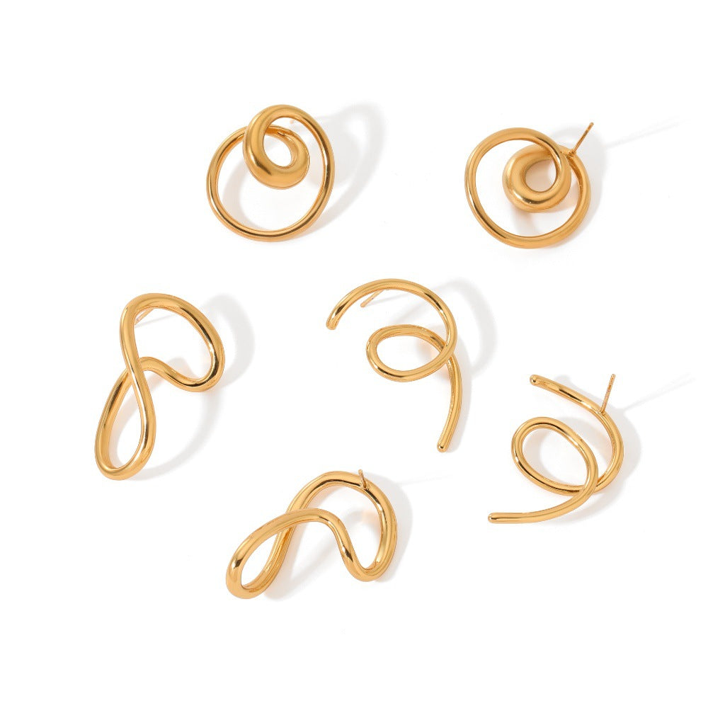 Stainless Steel Female Minority Simple Irregular Earrings