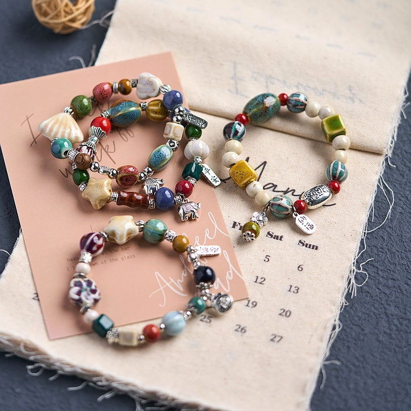 Ceramic National Style Gift Hand-woven Fresh Wild Chinese Bracelet