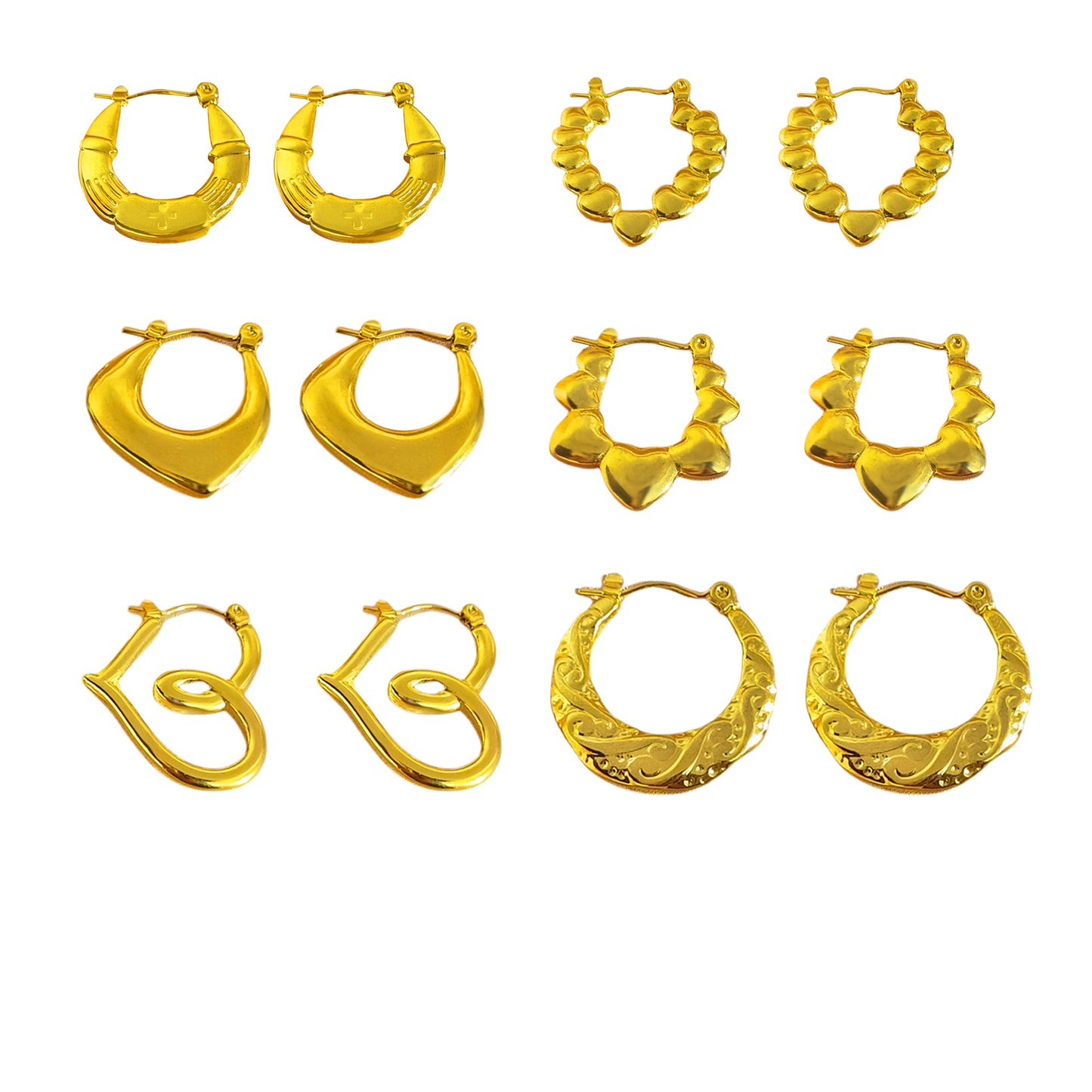 Women's Hydraulic Ear Hammer Pattern Minimalist Clip Light Rings