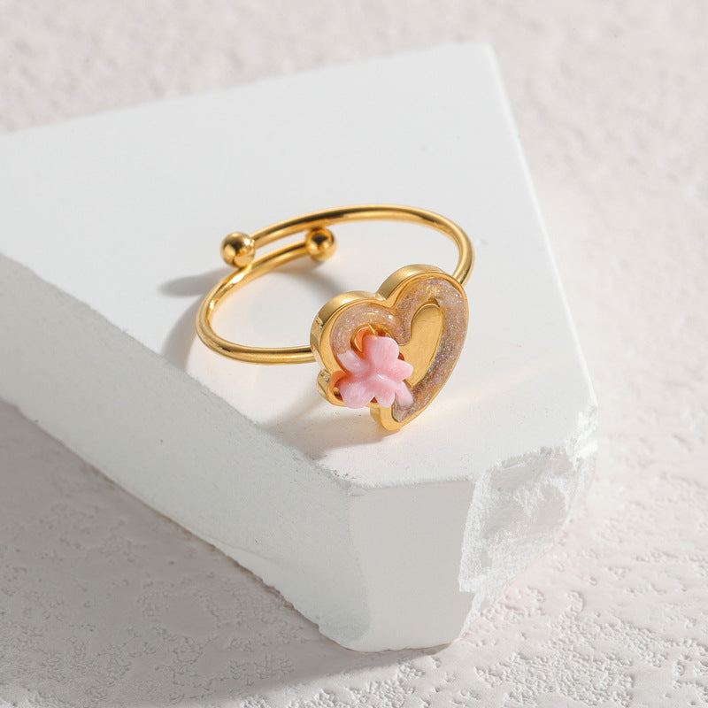 Stainless Steel Butterfly Female Light Luxury Ring