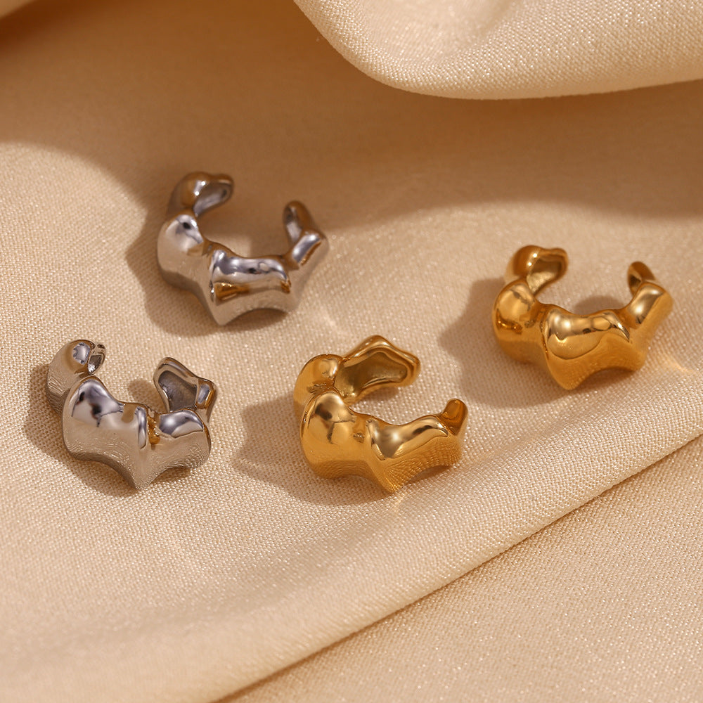 Women's Fashion Minority Design Stainless Steel Gold-plated Elegant Bamboo Joint Small Ear Clip