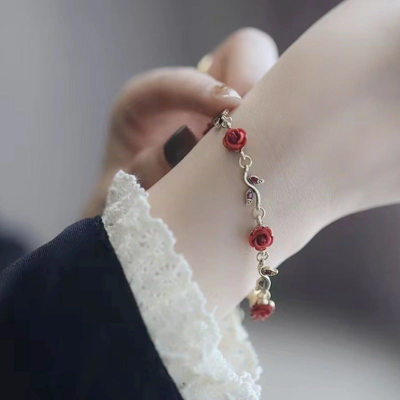 French Romantic Sexy Elegant Vintage Rose Flower Fairy Temperamental Simple Bracelet