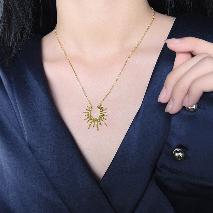 Women's Model Sun Stainless Steel Niche Mid-length Necklace