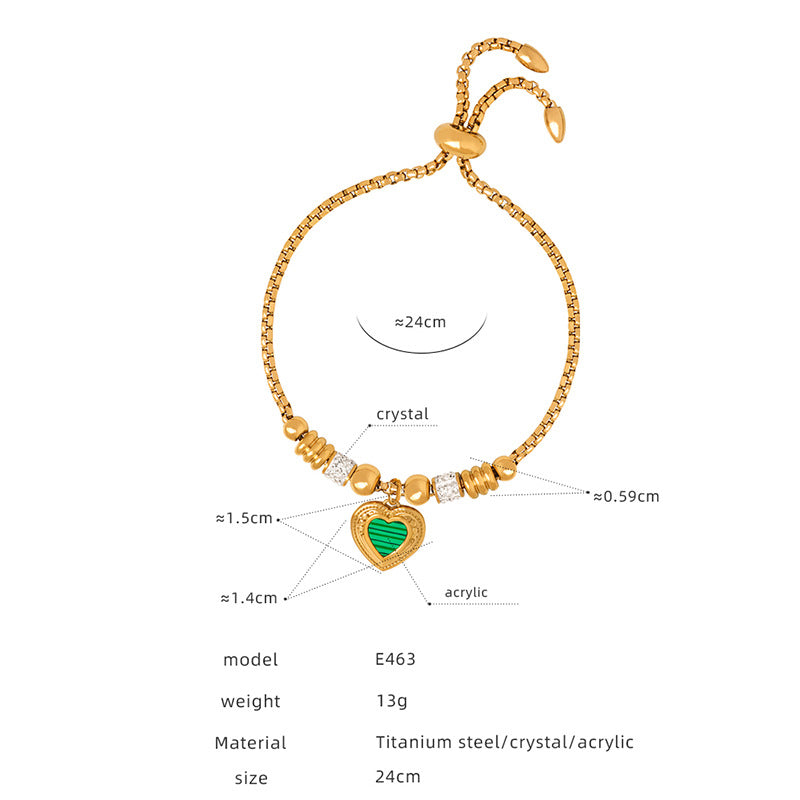 Women's Titanium Steel Gold-plated Pendant Retro Heart-shaped Bracelets