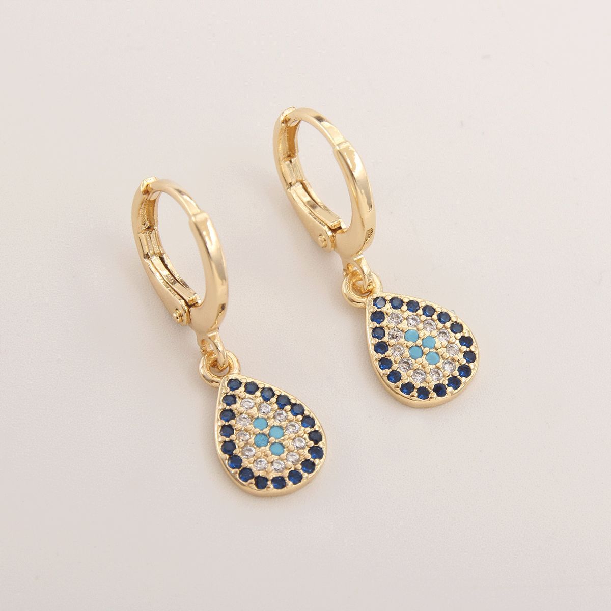 Gold-plated Eyelashes Turkish Blue Eyes Inlaid Zirconium Earrings