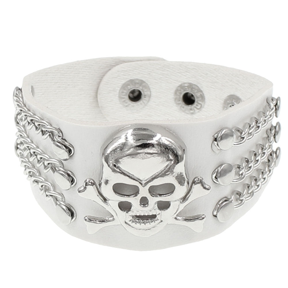 Protection Leather Fashion Punk Rivet Nightclub Domineering Ghost Skull Bracelet