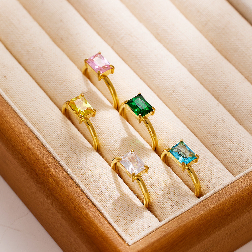 Stainless Steel Female Gold Plated Design High Sense Ring