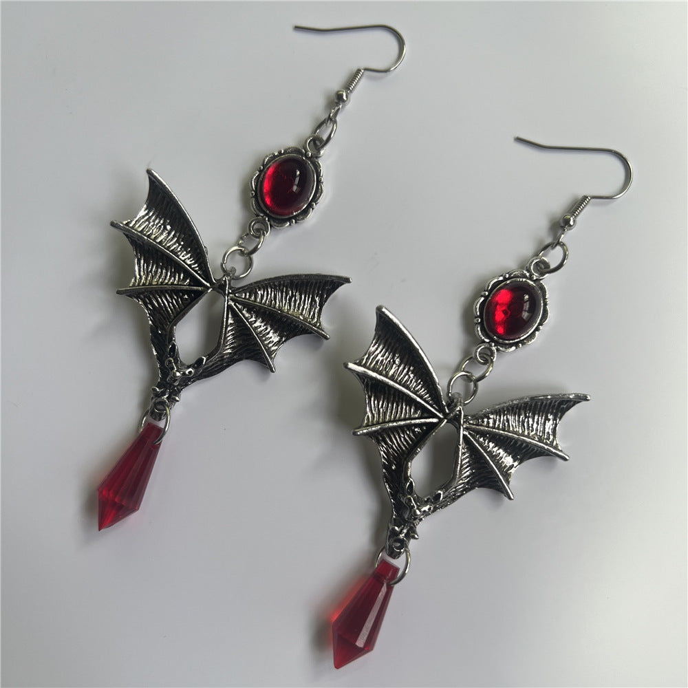 Punk-Stil Schmuck Gothic Fledermaus rote Ohrringe