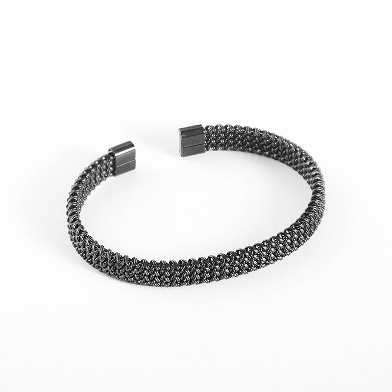 Women's & Men's Fashion Personality Retro Titanium Woven Open Round Bracelets