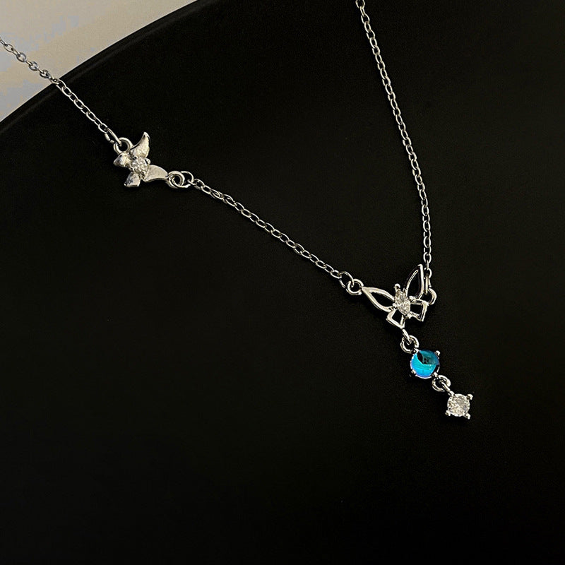 Hollow Butterfly Simple Jewelry Korean Fashion Female Blue Necklaces