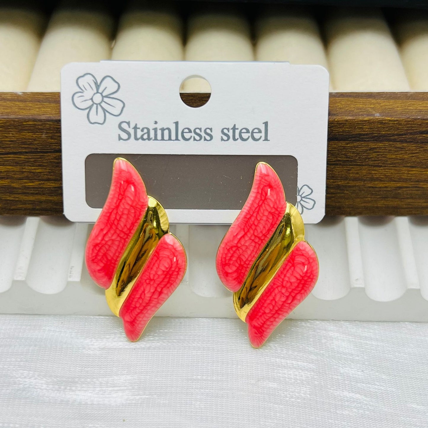 Titanium Steel Female Drop Oil French Style Retro Elegant Stud Earrings