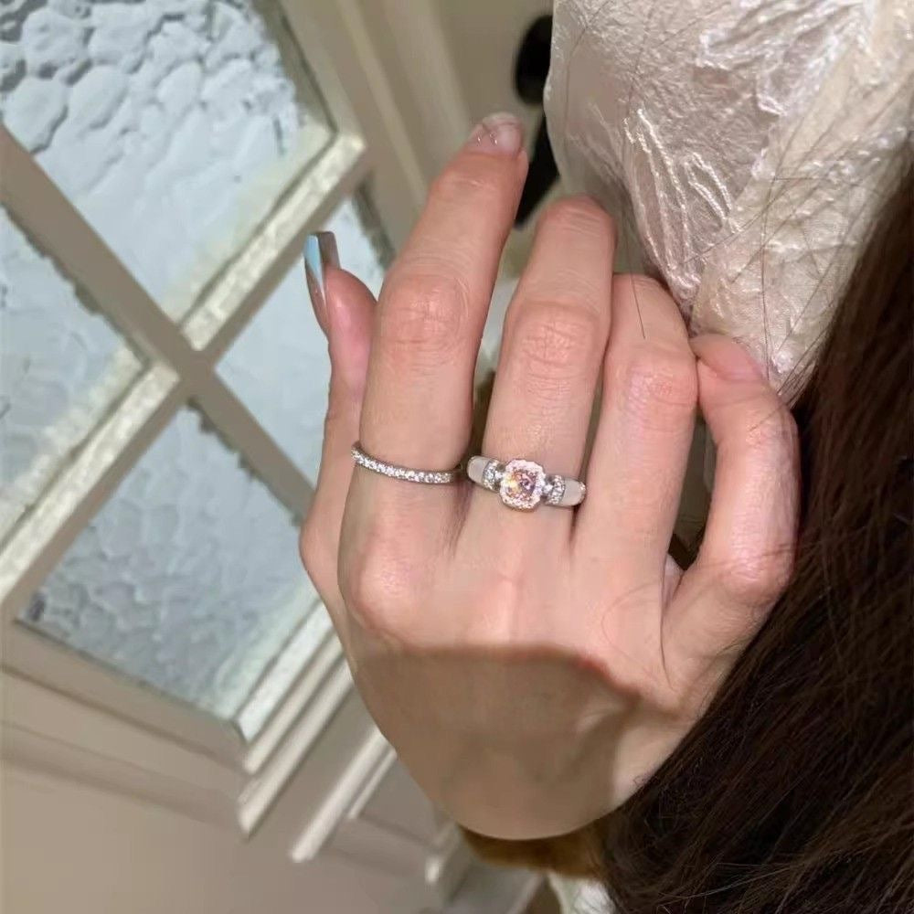 Cube Sugar Zircon Light Luxury Minority High Sense Index Finger Rings