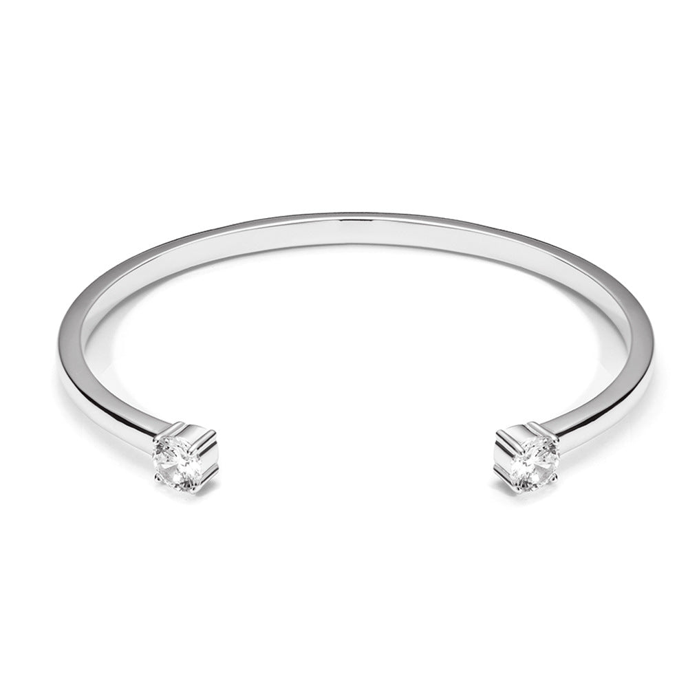 Niche Personality Minimalist Double Zircon Opening Gold-plated Copper Bracelets