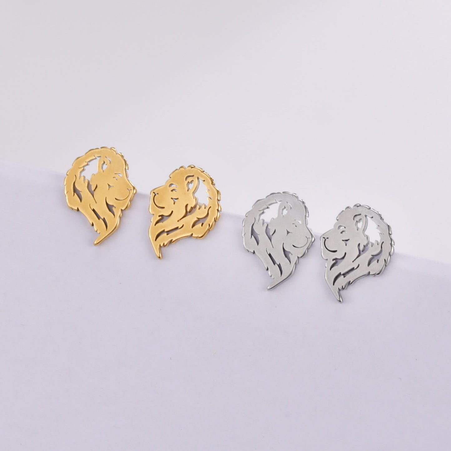 Titanium Steel Ornament Cut Hollow Lion Shape Rings