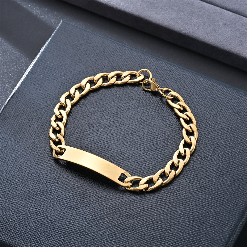 Women's & Men's Stainless Steel One-to-one Couple Curved Fashion Cuban Bracelet