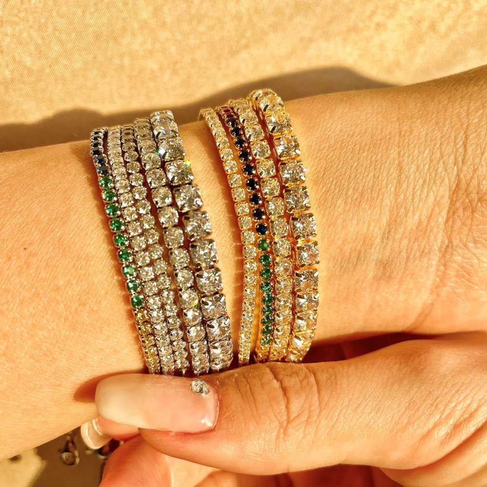 Bracelets complets en Zircon et strass à une rangée pour femmes