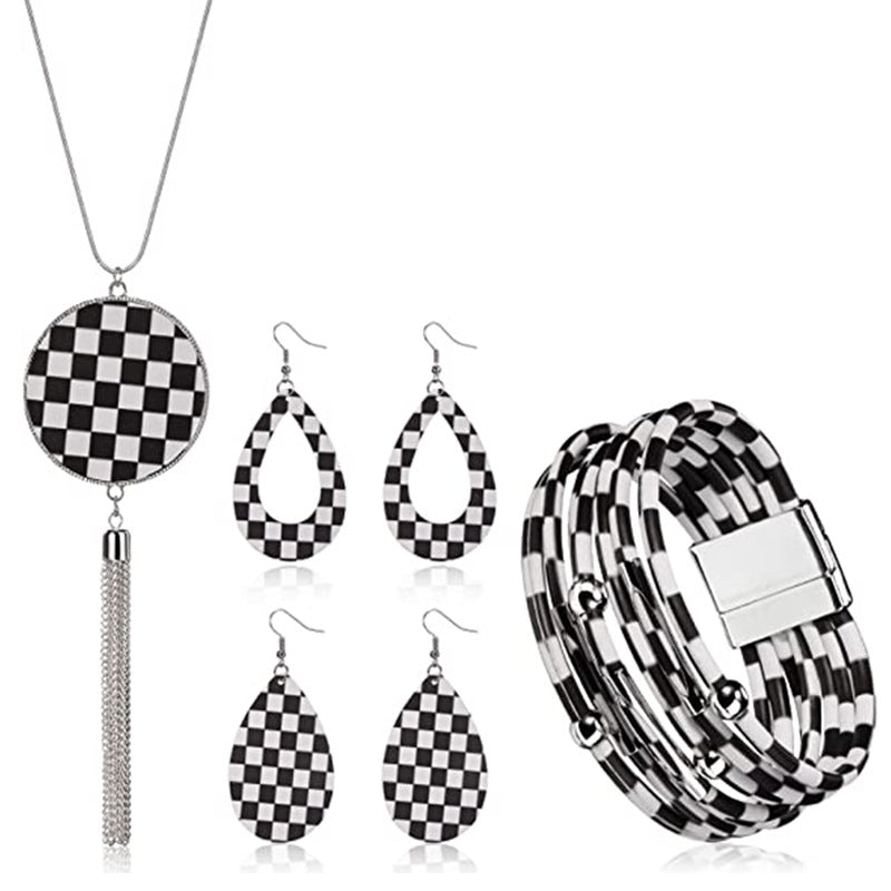 New Christmas Leather Leopard Santa Claus Jewelry Set