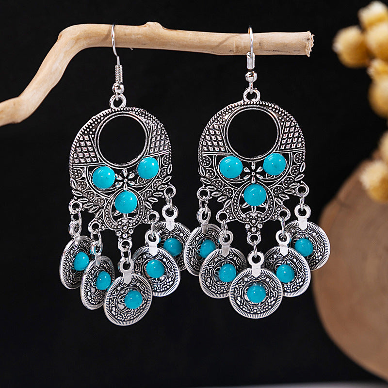 Tassel Turquoise Retro Minority Ethnic Style Earrings