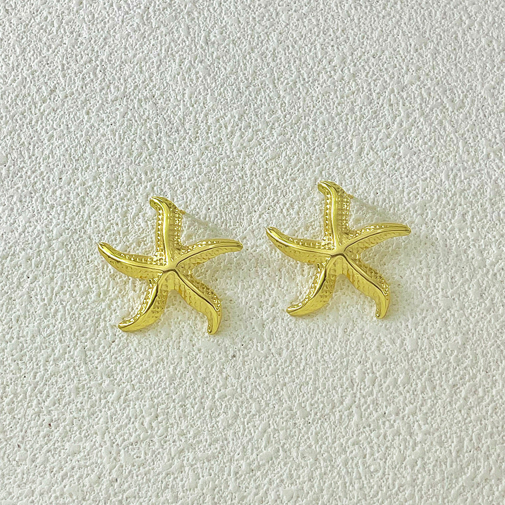 Light Luxury High-grade Irregular Oil Pressure Stainless Steel Gold Plated Stud Earrings