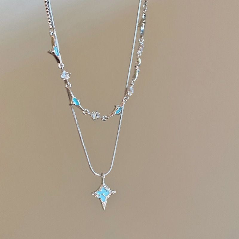 Ice Crystal Butterfly Female Sweet Cool Hot Design Sense Necklace