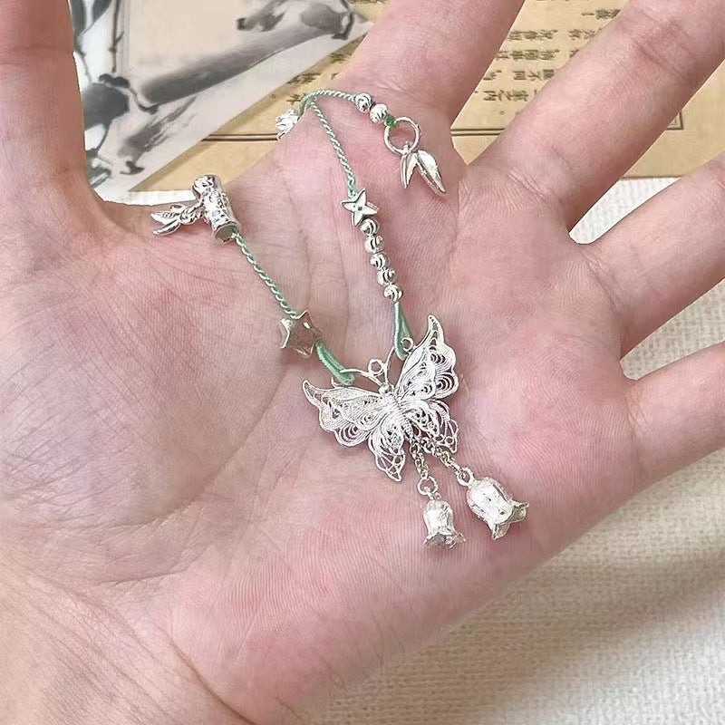Sweet Exquisite Versatile Woven Flower Butterfly Clavicle Chain Premium Simple Necklaces