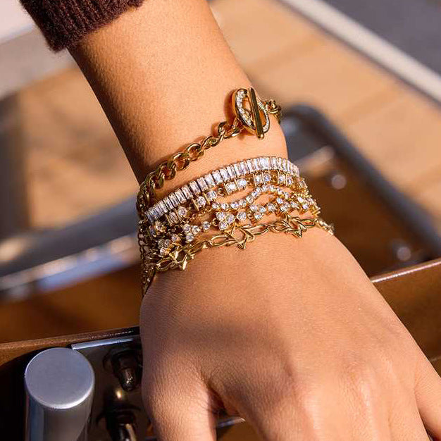 Ding Stainless Steel Zircon Tennis Light Luxury High-grade Korean Bracelet