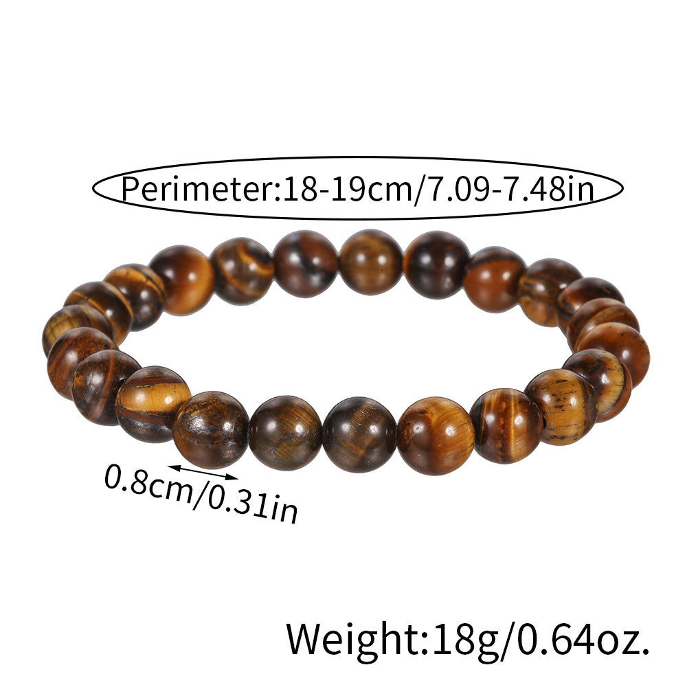 Men's Charm Beaded And Solid Color Tigereye Bracelets