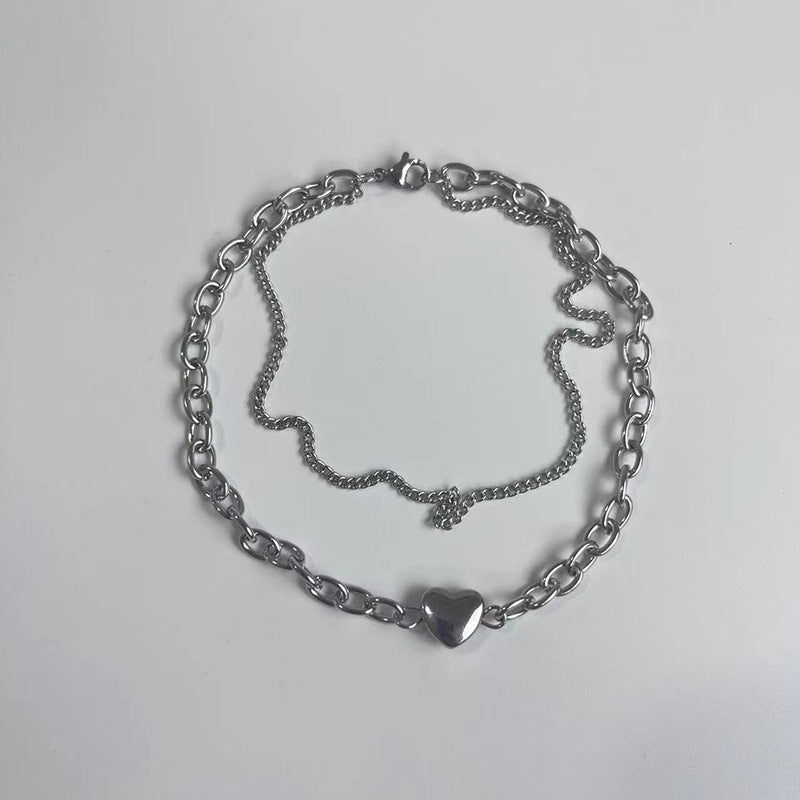 Simple Double Layer Twin Heart Korean Sweet Bracelets