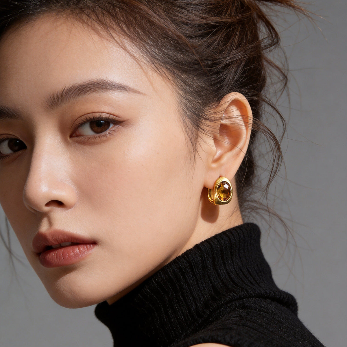 Clip Champagne Zircon Light Luxury High Sense Graceful Ear Buckle