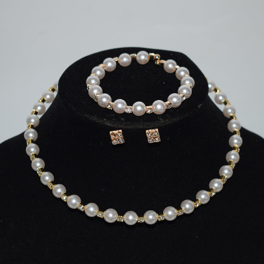 Durable Slouchy Trendy Pearl Bride Imitation Jewelry Set