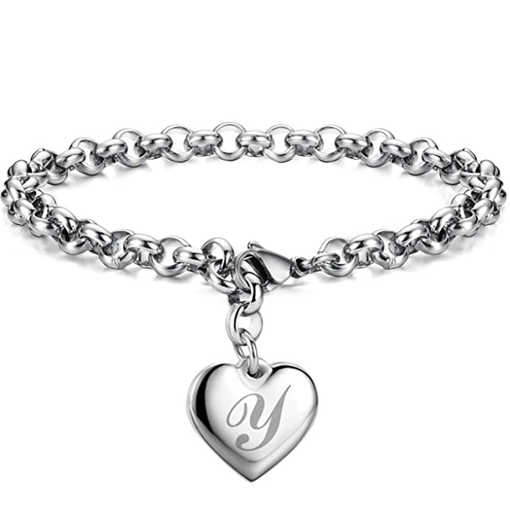 Letters Fashionable Lettering Titanium Steel Female Bracelets